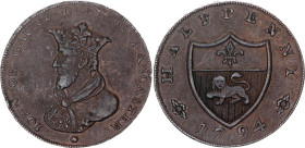 Great Britain Lancaster 1/2 Penny 1794 Trade Token
DH# 43, N# 54039; Copper; John of Gaunt; VF-XF