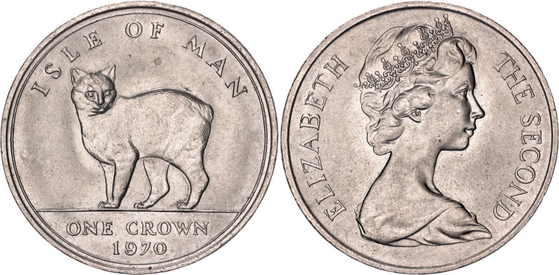 Isle of Man 1 Crown 1970
KM# 18, N# 19123; Copper-nickel; Elizabeth II; Manx Ca...