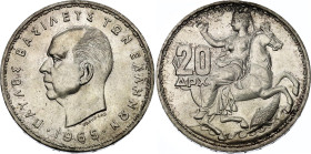 Greece 20 Drachmai 1965
KM# 85, N# 6010; Silver; Paul I; UNC with mint luster and golden patina