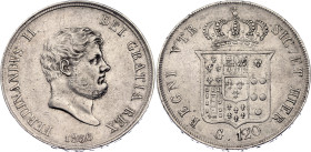 Italian States Kingdom of the Two Sicilies 120 Grana 1856
KM# 370, N# 18301; Silver; Francis II; XF-AUNC