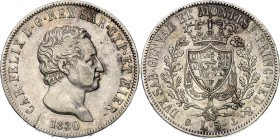 Italian States Sardinia 5 Lire 1830 P
KM# 116.1, N# 18353; Silver; Charles Felix; XF+