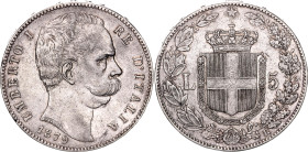 Italy 5 Lire 1879 R
KM# 20; Silver 24.89 g.; Umberto I; XF+