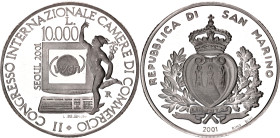 San Marino 10000 Lire 2001 R
KM# 438; Silver 22.00 g.; 2nd International Chambers of Commerce Convention; Proof
