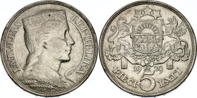 Latvia 5 Lati 1929
KM# 9, N# 6595; Silver; London Mint; XF-AUNC