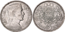 Latvia 5 Lati 1931
KM# 9, N# 6595; Silver; XF