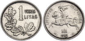 Lithuania 1 Litas 1925
KM# 76, N# 10417; Silver; XF