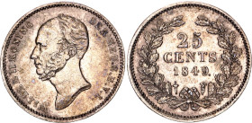 Netherlands 25 Cents 1849
KM# 76, N# 16122; Silver; Willem II; AUNC with mint luster and golden patina
