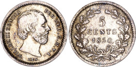 Netherlands 5 Cents 1850
KM# 91, N# 6543; With dot after date; Silver; Willem III; XF-AUNC