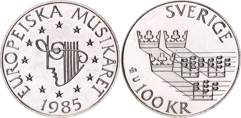 Sweden 100 Kronor 1985 E
KM# 865, N# 28219; Silver., Proof; Carl XVI Gustaf; Eu...