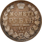 Russia 1 Rouble 1848 СПБ HI
Bit# 218, N# 16514; Silver; Nicholas I; AUNC with nice toning