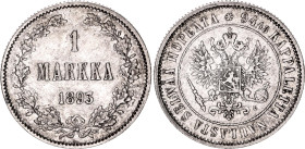Russia - Finland 1 Markka 1893 L
Bit# 232, KM# 3.2, Schön# 6, N# 4435; Silver 5.23g.; Alexander III (1881-1894); XF+
