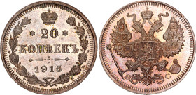 Russia 20 Kopeks 1915 ВС
Bit# 117, N# 90456; Silver 3.68 g.; UNC with a beautiful toning