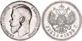 Russia 1 Rouble 1899 ФЗ
Bit# 46, Y# 59.3, N# 11413; Silver 19.94g.; Nicholas II (1894-1917); XF