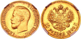 Russia 10 Roubles 1900 ФЗ NGC MS 62
Bit# 7, N# 18722; Gold (.900), 8.6 g.; UNC
