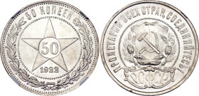 Russia - USSR 50 Kopeks 1922 ПЛ NGC MS 65
Y# 83, N# 4624; Silver 10 g.; UNC