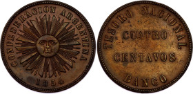 Argentina 4 Centavos 1854
KM# 25, N# 27224; Copper; XF+