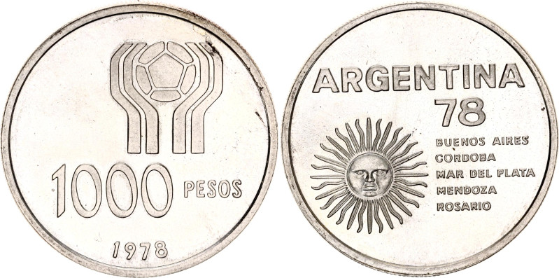 Argentina 1000 Pesos 1978
KM# 78, N# 14510; Silver, Proof; World Football Champ...