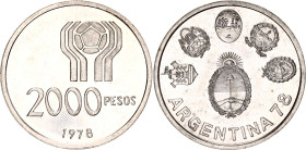 Argentina 2000 Pesos 1978
KM# 79, N# 14509; Silver, Proof; World Football Championship Mintage 1750 pcs.