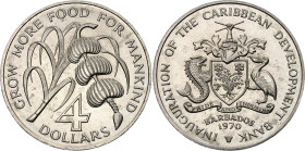Barbados 4 Dollars 1970
KM# A9, N# 9356; Copper-nickel; FAO; Mintage 30000 pcs.; UNC