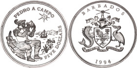 Barbados 5 Dollars 1994
KM# 59, N# 100988; Silver, Proof; Elizabeth II; Pedro A. Campo
