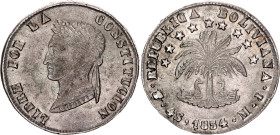 Bolivia 4 Soles 1854 PTS MJ
KM# 123.2, N# 23934; Silver; AUNC with mint luster