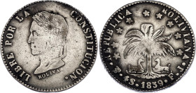 Bolivia 4 Soles 1859 PTS FJ
KM# 123.3, N# 23934; Silver; Potosi Mint; VF