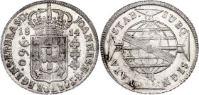 Brazil 960 Reis 1814 B
KM# 307.1, N# 23668; Silver; John VI the Clement; Bahia Mint; AUNC with mint luster