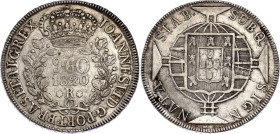 Brazil 960 Reis 1820 R
KM# 326.1, N# 28705; Silver; John VI the Clement; Rio de Janeiro Mint; XF