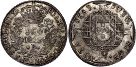 Brazil 960 Reis 1821 B
KM# 326.2, N# 28705; Silver; John VI the Clement; Bahia Mint; AUNC with nice toning