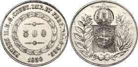 Brazil 500 Reis 1850
KM# 458, N# 36169; Silver; Pedro II; Mintage 66572 pcs.; XF