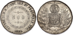 Brazil 500 Reis 1852
KM# 458, N# 36169; Silver; Pedro II; XF
