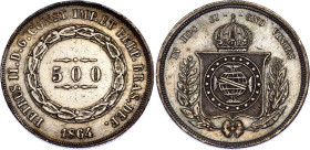 Brazil 500 Reis 1864
KM# 464, N# 3673; Silver; Pedro II; XF with nicet oning