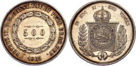 Brazil 500 Reis 1865
KM# 464, N# 3673; Silver; Pedro II; XF with nicet oning