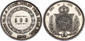 Brazil 500 Reis 1866
KM# 464, N# 3673; Silver; Pedro II; XF+
