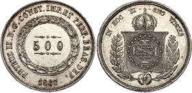 Brazil 500 Reis 1867
KM# 464, N# 3673; Silver; Pedro II; XF+