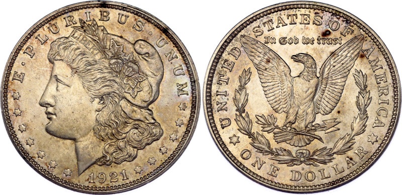 United States 1 Dollar 1921 D
KM# 110, N# 1492; Silver; "Morgan Dollar"; Denver...