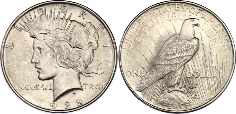 United States 1 Dollar 1922
KM# 150, N# 5580; Silver; "Peace Dollar"; Philadelp...