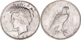 United States 1 Dollar 1922 Die Crack Error
KM# 150, N# 5580; Silver; "Peace Dollar"; Philadelphia Mint; UNC with full mint luster