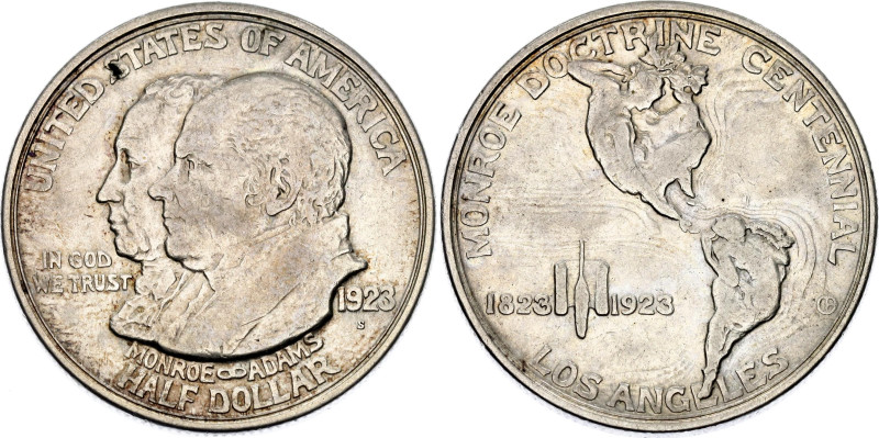 United States 1/2 Dollar 1923 S
KM# 153, N# 17520; Silver; Monroe Doctrine Cent...