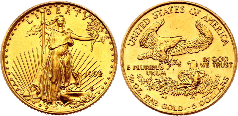 United States 5 Dollars 1992
KM# 216, N# 10493; Gold (0.917) 3.39 g., 16.5 mm.,...
