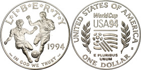 United States 1 Dollar 1994 S
KM# 247, N# 20251; Silver., Proof; World Cup Tournament; Soccer