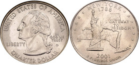 United States 1/4 Dollar 2001 D ICG MS67
KM# 318, N# 614; United States Mint's 50 State Quarters Program - New York; Denver Mint; UNC