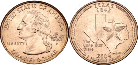 United States 1/4 Dollar 2004 P ICG MS67
KM# 357, N# 631; United States Mint's 50 State Quarters Program - Texas; Philadelphia Mint; UNC