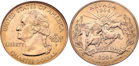 United States 1/4 Dollar 2006 P ICG MS67
KM# 382, N# 639; United States Mint's 50 State Quarters Program - Nevada; Philadelphia Mint; UNC