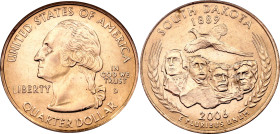 United States 1/4 Dollar 2006 D ICG MS67
KM# 386, N# 643; United States Mint's 50 State Quarters Program - South Dakota; Denver Mint; UNC