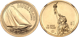 United States 1 Dollar 2022 NGC SAMPLE
KM# 768, N# 319308; American Innovation - Rhode Island, Yacht "Reliance"; NGC Celebrating 35 Years; UNC