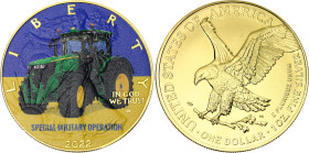 United States 1 Dollar 2022 "Special Military Operation in Ukraine"
Silver (.999)., Gold plated; Overprint on the U.S. 1 Dollar 2022; 061/100 pieces;...