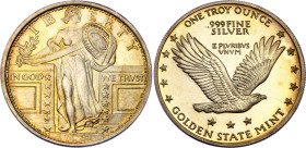 United States 1 Oz Silver "Golden State Mint - Standing Liberty" (ND)
N# 292428; Silver (.999) 31.21 g.; Obv: Replica of obverse of USA Standing Libe...