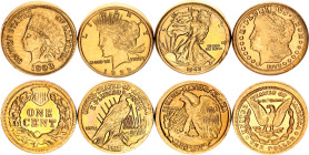 United States Lot of 4 Mini Replica Coins 1900 th
Bronze; UNC