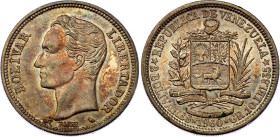 Venezuela 2 Bolivares 1960
Y# A37, N# 7775; Silver; Paris Mint; XF-AUNC with nice toning